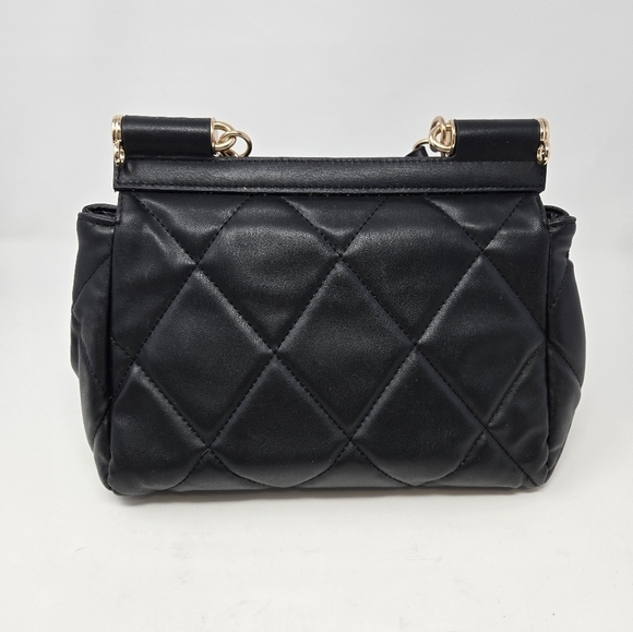 BADGLEY MISCHKA BLACK QUILTED TOP HANDLE PURSE NWOT BLACK WALLET FAUX LEATHER - Picture 10 of 16